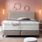 Premium Boxspringbett 140x200 London Velours, ohne Visco-Topper, Doppelbett, Hotelbett, ohne Bettkasten, 7 Zonen Taschenfederkern-Matratzen, Aufbau KOSTENLOS (Taupe, 140x200 cm ohne Topper)