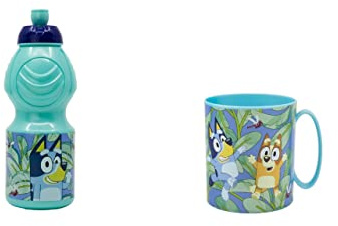 ALMACENESADAN 4806, Pack retour à l'école Blue ; composé de tasse micro-ondes 350 ml et bouteille d'eau 400 ml, produit réutilisable, sans BPA
