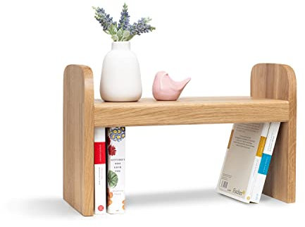 Rikmani Standregal Tischregal Eiche Bücherregal Holzregal stehend Tisch Regal Ordnungssystem Verstellbarer Organizer Holz für Büro, Wohnzimmer, Küche, Bad OLI 40 cm Natur