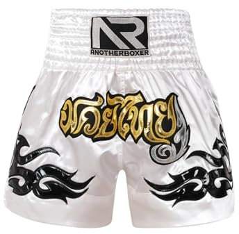 Zaldita Herren Thaibox Shorts Muay Thai Shorts Kurze Hose Kampf Boxen Shorts Thai Sportshorts Trainingsshort Fitness A Weiß L