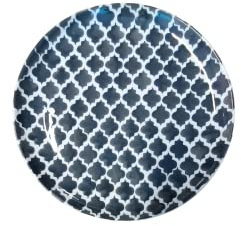 Ceylon Studio - Vajilla de cerámica pintada a mano, diseño marroquí, color gris y blanco