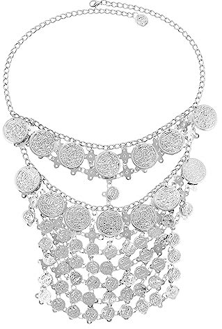 DUNSBY Bauchtanz Kopfschmuck Frauen Münze Glocke Quaste Maskerade Maske Gesicht Kette Bauchtanz Bühne Party Stirnbänder Festival Haar Geschenk (Color : Style2 S)