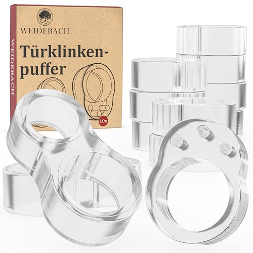 WEIDEBACH® robuster Türklinkenpuffer für jede Türklinke, 10x Kreisform, 2x in 8-Form Türstopper, transparenter Wandschutz Türklinke, Türpuffer schützt vor Schrammen, Wandtürstopper, Wandschutz