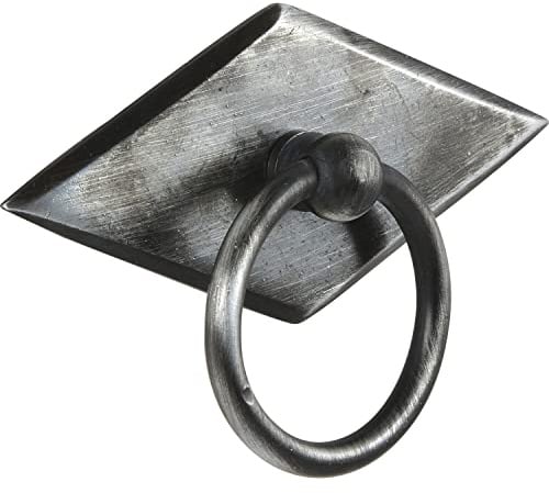 Schorgöhfer & Frehe Möbelgriff Landhausstil - Klappgriff Karo - Schubladengriff Schild mit Ringgriff 68x35mm, Eisen altverzinnt