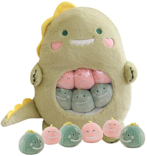 Kekeso Dinosaurier Stofftier Plüschtier, Niedliches Dinosaurier Wurfkissen mit 6 Dino Plüsch Puppe Kreative Geschenke für Kinder Plush Doll (Dinosaur)