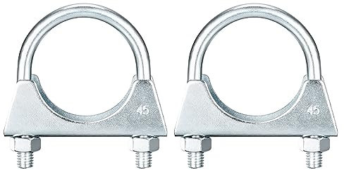 sourcing map Muffler U-Bolt Clamps for 45mm(1-3/4) Diameter Exhaust Tail Pipe, 2pcs Exhaust U Clamp Saddle Type U-Bolt Clamps