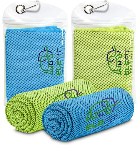 EleFit Premium Cooling Towel 2-Pack - Year-Round Comfort in Green & Light Blue