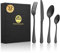 BEWOS 32-Piece Stainless Steel Cutlery Set, Matt Black Knives and Forks Set, Service for 8, Spoon and Fork Set with Gift Box, Tableware Flatware Set with Fork and Spoon Set, Dishwasher Safe