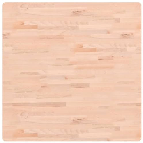 vidaXL Tischplatte, Quadratisch Holzplatte mit 4 abgerundeten Ecken, Holztischplatte Ersatzplatte für Couchtisch, Massivholztischplatte Platte, 90x90x4 cm Massivholz Buche