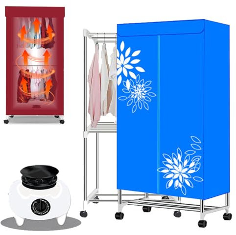 Witriolik Secadora de Ropa Portatil, 1.5m Secadora de Aire calient Secadora Doméstica Pequeña Impermeable con Temporizador Gran Capacidad Ecadora Compacta Ajustable para Apartamento