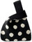ANIMQUE Damen Häkeln Tragetasche Gestrickt Ärmel Knoten Tasche Geschenk Tasche Kleine Niedliche Tragbare Geldbörse Tote mit Polka-Dot-Muster, Schwarz Weiß