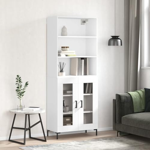 Rantry Hoher Kommode, Sperrholz, weiß, 69,5 x 34 x 180 cm, Küchenschrank, Sideboard, Beistelltisch, Schrank, Schublade, Kommode, Buffet, Wohnzimmer, Typ 41 Sideboards