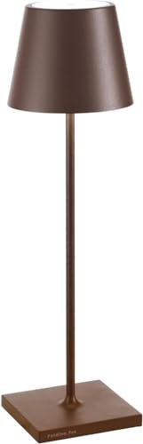 Zafferano, Poldina Pro Lamp, Rechargeable Cordless Table Lamp with Touch Controls, Suitable for Interior and Outdoor, Dimmer, 2200-3000 K, Height 38 cm, Corten Colour