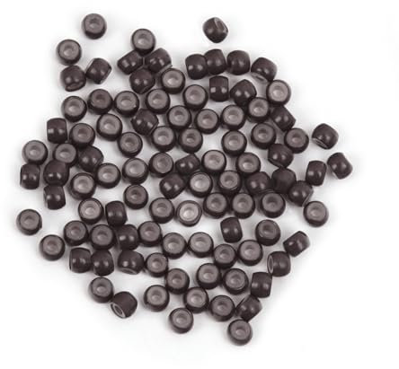 Vlasy Silicone Lined Nano Rings Beads for Nano Tip Hair Extensions Micro Nano Beads (100pcs, Brown)