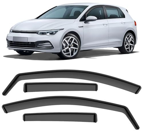 GEARCELL Black Wind Deflectors, Rain Guards Window Visor Compatible with Volkwagen Golf MK7 / MK8 Hatchback 5 Door 2012-2023, in-Channel Side Shatterproof Sun Visor, Window Deflectors, 4-Piece of Set