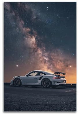 ZLQYHW Super Car-Poster, weißes 911 GT3 RS (991.2), Rennauto, dekoratives Leinwandbild, Familienschlafzimmer, Kunstwerk, Bild, Gemälde, 30 x 45 cm