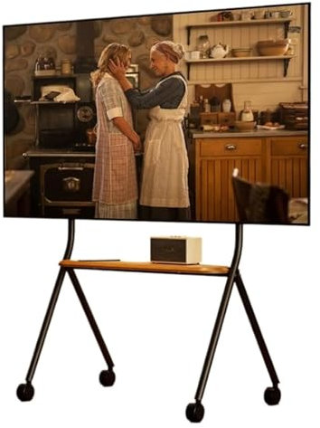 Mobiler TV Ständer, TV Bodenständer Rollbar, Mobiler TV-Wagen for 42-75 Zoll LED-LCD-Fernseher, Stativ-TV-Ständer mit Tablett hält bis zu 110 Pfund, höhenverstellbar(Black)