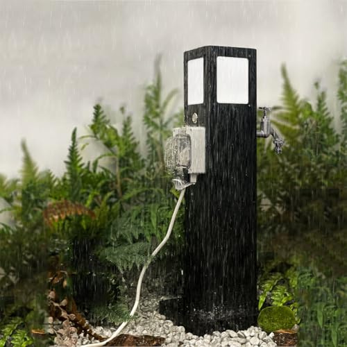 Garten Wasserhahn Säule, Wasserdicht Nach Ip66, Multifunktionale Frostschutzwasser- Und Stromsäule, Bodenmontierter Wasserhahn, Geeignet für Innenhöfe, Gärten und Campingplätze für Wohnmobile(60cm(23.