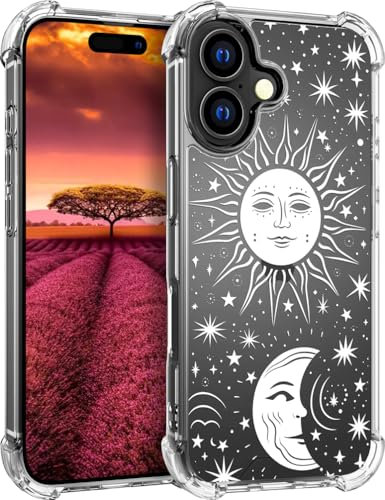 für iPhone 16 Hülle, Transparent Blume Muster Schutzhülle für Frauen Mädchen Kratzfeste Rückseite HandyHülle Case für iPhone 16 (Skelette Totenköpfe Tattoos Kopf Blume Blumen)