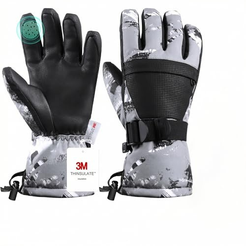 Pnosnesy Skihandschuhe, wasserdichte Schneehandschuhe, Winterhandschuhe, Winddichte Touchscreen-Handschuhe für kaltes Wetter für Männer, Frauen und Kinder