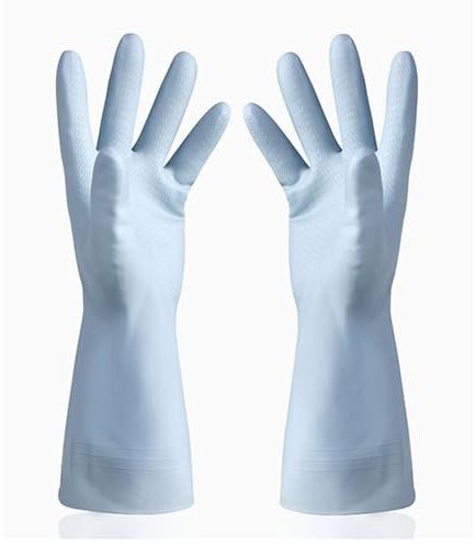 Sunicon Gants de Nettoyage en Caoutchouc pour Vaisselle, Gants de Cuisine imperméables et réutilisables, Longs Gants antidérapants et antidérapants avec Doublure en Coton floqué, (S)