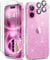 BERFY Compatible with iPhone 16 Case Glitter, [3 in 1] with Screen Protector + Camera Lens Protector, [Non-Yellowing] Clear Sparkle Slim Shockproof Hard Phone Cover for Women 6.1, Shiny Clear