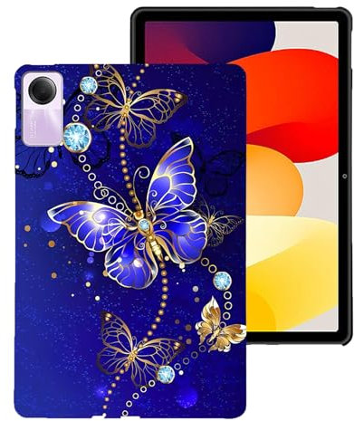 Generico DayQiQiPu Cover per Xiaomi Redmi Pad SE 11 Pollici 2023 Model No,23073RPBFG Custodia Anti-Caduta Ultrasottile in TPU Morbido Che assorbe Gli Urti(Farfalla Blu)