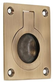 Infinity Decor Square Flush Pull Ring Handle 60mm x 50mm Solid Brass Cabinet Door Lifting Ring for Recessed Furniture Boat Hatch, Cupboard, Drawer (Antique Brass)