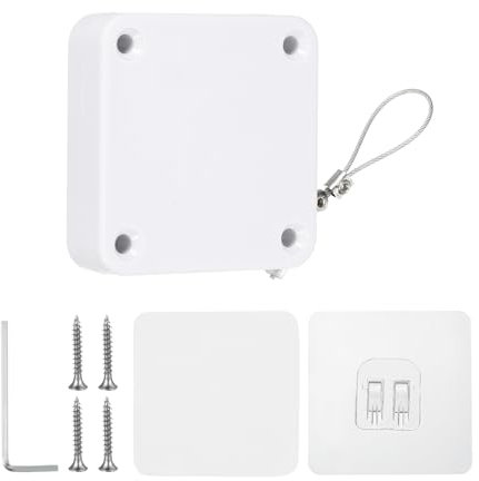 PATIKIL Punch-Free 500g Automatic Sliding Screen Door Closer, Multifunctional Storm Sensor Door Closer with Steel Drawstring for Bedroom Storm Bathroom Study Room, White