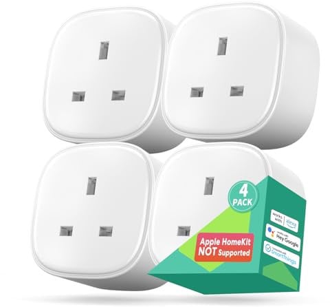 Meross Smart Plugs that Work with Alexa, Google Home Wireless Socket, Smart Home Wireless Timer Remote Control Plug Switch 13A (4PACK)