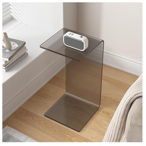Transparenter Acryl-Couchtisch, C-förmiger Acryl-Couchtisch, Transparente Couchtische, Schmaler Beistelltisch, Moderne Mehrzweckmöbel, for Wohnzimmer, Schlafzimmer, Badezimmer, Büro(Nero,55CM)