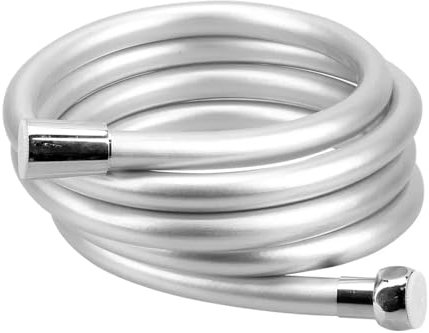 Tuyau de douche universel en PVC lisse de 3 m avec connexion en laiton anti-torsion flexible anti-fuite et durable Argenté