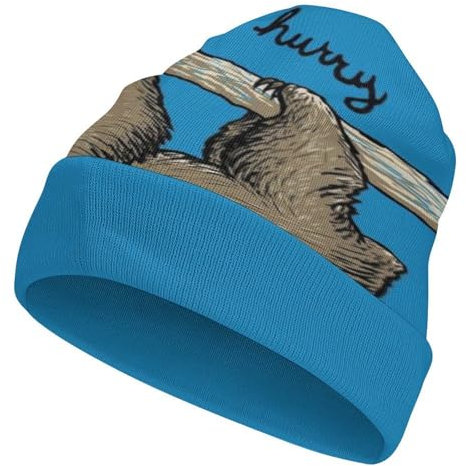 Cmagnifico Beanie-Mütze, Faultier-Strickmütze, weich, dehnbar, Thermo-Beanie-Mütze für Männer und Frauen, Faultier, Einheitsgröße