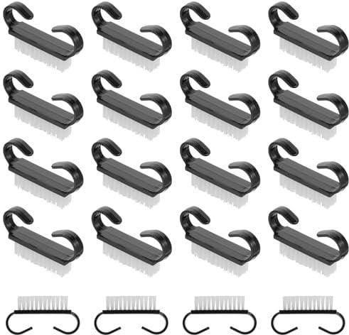 20 PCS Small Nail Brush for Cleaning Fingernails, Nylon Nail Cleaning Brush, Nail Scrubber Brush, Handle Grip Nail Brush Fingernail Brush Nail Dust Cleaner Tools for Toes and Nails, Black
