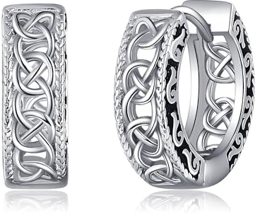 Viking Hoop Ohrringe für Männer Frauen S925 Steling Silber Hypoallergen Cool Norse Viking Runen Schmuck Geschenke