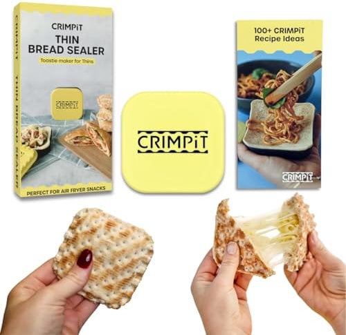 The CRIMPiT for Thins - Make toasted snacks in minutes. Designed especially to work with low calorie Thin bread. Made In UK. (With Recipe Book)