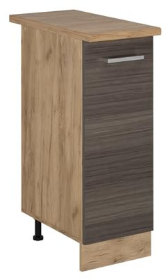 Vicco Apothekerschrank R-Line, Medizinschrank für die Küche, Edelgrau, 30 cm, AP Eiche