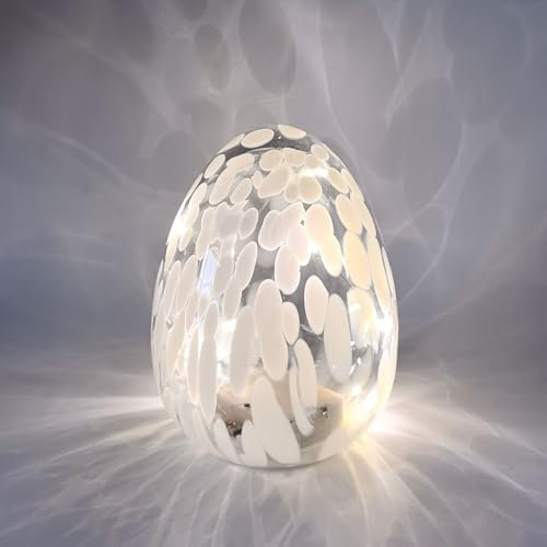 FUFRE Osterdeko LED Easter Eggs, 12 * 16cm Ostereier Deko aus Glas, Osterdeko Modern Ostereier, LED Osterdeko Tisch, 2025 Neu Lichterkette Ostern, ideal Deko Ostern Frühlingsdeko (A)