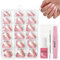 240Pcs French Ombre Press on Nails Set, Natural Gradient Pink False Nails Kit, Ombre Square Fake Nails Pink Tips Long, 12 Sizes Glossy Full Cover Stick on Nail with Glue for Women Girls Nails Art