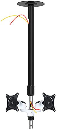 Soporte de pared para TV, inclinación ajustable y giratorio para pantalla doble, se adapta a pantallas LED de 14 a 32 pulgadas, VESA máximo 100 x 100 mm, soporte de techo duradero para una