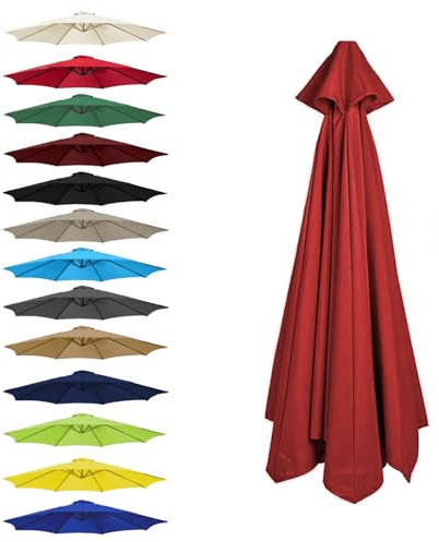 CMJYMX Toile De Rechange pour Parasol 6 Baleines: 2,0/2,5/2,7/3,0 M, 8 Baleines : 2,0/2,3/2,7/3,0/3,5 M(Red,6 Ribs: 250CM/8.2FT)