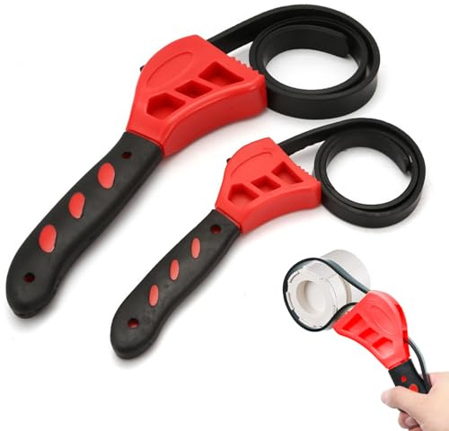 2 Pcs Clé à Sangle en Caoutchouc, Ouvre-Bocal à Ceinture, Réglable Clé à Filtre à Huile, pour Réparations de Plomberie, Vanne Piscine, Décapsuleur, Pommeaux de douche