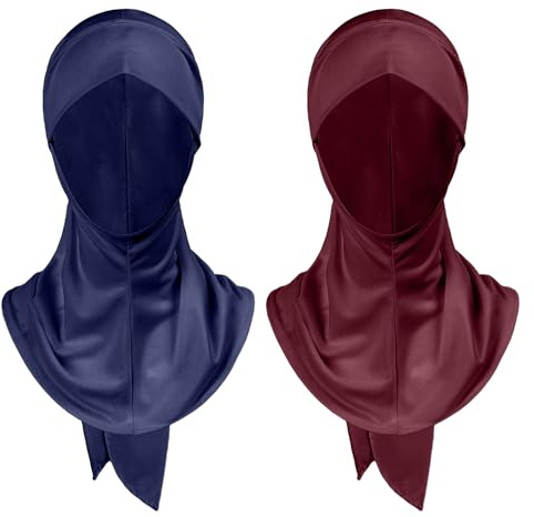 2 Stück Jersey Kopftuch Frauen Hijab Schal Verstellbare Kopfbedeckung Stylischer Turban Muslim Kleid Abaya Mütze Undercap Under Scarf Headwrap Schleier Kostümzubehör Kopfkappe Für Chemo Haarausfall