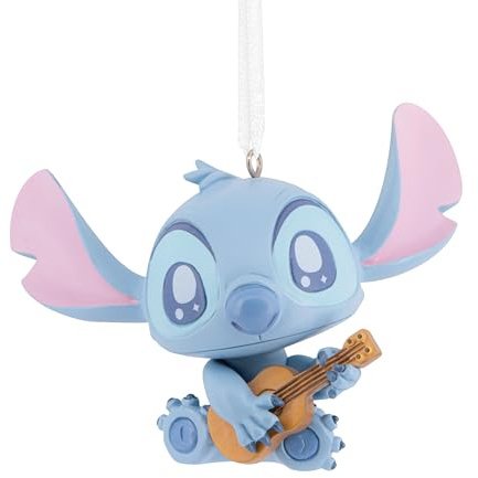 Hallmark Disney Hanging Ornament, Keepsake, Stitch With Ukelele, Blue | Features Stitch From Lilo, Resin Tree Decoration, Includes 1 Piece, Size H5.7cm by W7.6cm by D3.8cm