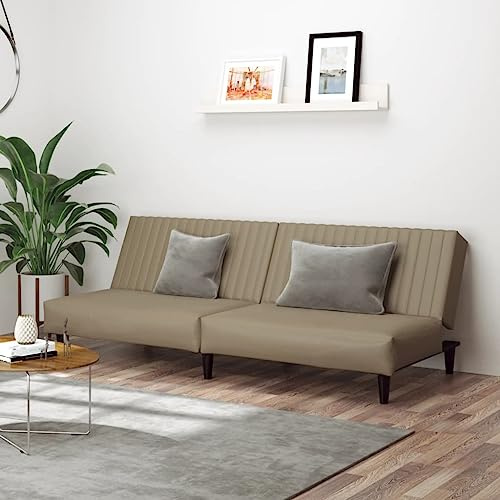 Holamys Schlafsofa 2-Sitzer, Cappuccino-Braun Kunstleder, 200 cm breit, verstellbare Rückenlehne, Bequeme Schlafcouch für Wohnzimmer und Gästezimmer
