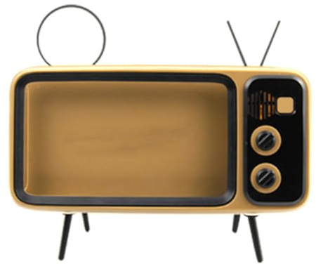 HEALEEP Multifunctional Phone Stand Mobile Phone Holder Plastic Retro Tv Style Coffee Colour with 1500 Ma Capacity for Living Room and Bedroom Hands-free Movie Watching