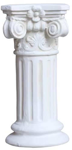 Obelunrp Roman Column Pedestal, Elegant White Resin Plinth Base for Garden Statues and Home Decor, 15.75 Inch Tall Sculpture Stand, Home Ornaments