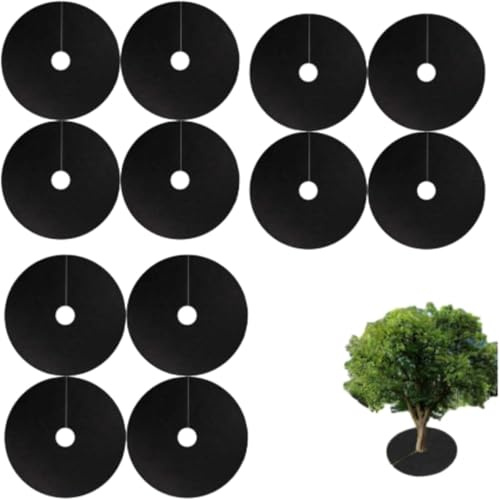 Générique 12 x Garden Weed Mats, 12 x Mulching Mats for Trees, Mulching Discs for Plants, Suitable for Gardens, Orchards, Gardens