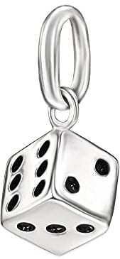 CLEVER SCHMUCK Silber Würfel Kettenanhänger 12 mm 3D glänzend teils geschwärzt STERLING 925 im Geschenkverpackung