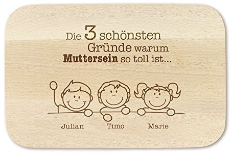 Casa Vivente Frühstücksbrettchen mit Gravur – Gute Gründe – Personalisiert mit Namen – Schneidebrett aus Ahornholz – Geschenkidee zum Muttertag und Geburtstag – Maße: 23 x 15 cm
